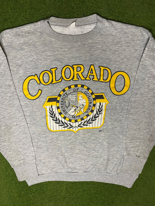 80s Colorado Buffaloes - Vintage College Sweatshirt (Large) - Gametime Vintage