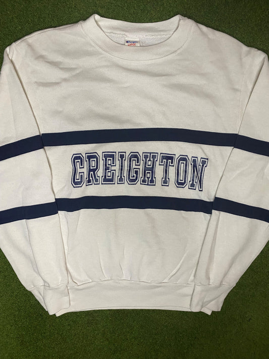 80s Creighton Blue Jays - Vintage College Sweatshirt (Large) Gametime Vintage