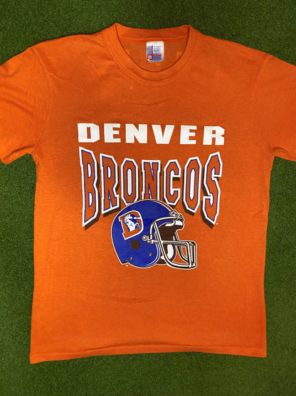 80s Denver Broncos - Elway - Vintage NFL T-Shirt (Large)