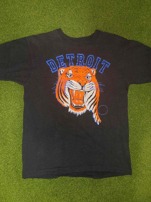 80s Detroit Tigers - Vintage MLB Tee Shirt (Large) - Gametime Vintage