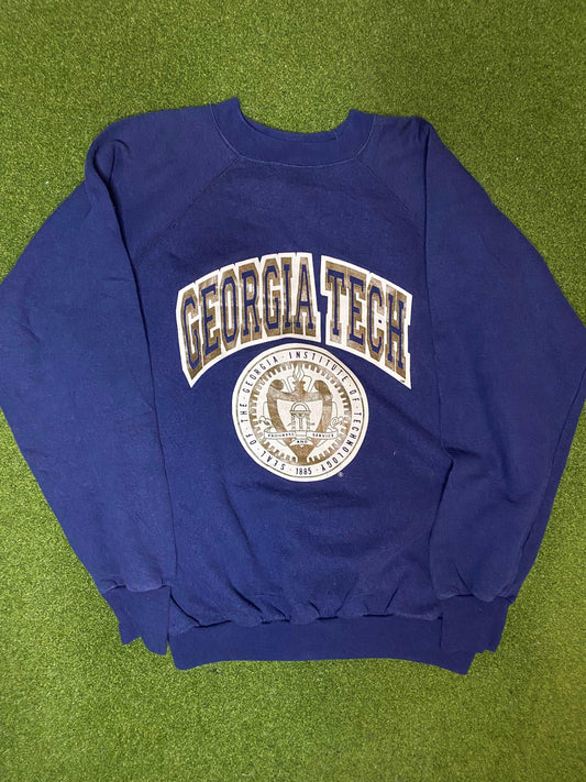 80s Georgia Tech Yellow Jackets - Vintage University Crewneck Sweatshirt (XL)