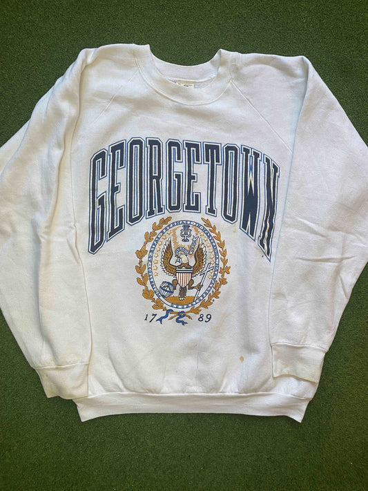 80s Georgetown Hoyas - Vintage University Crewneck Sweatshirt (XL)