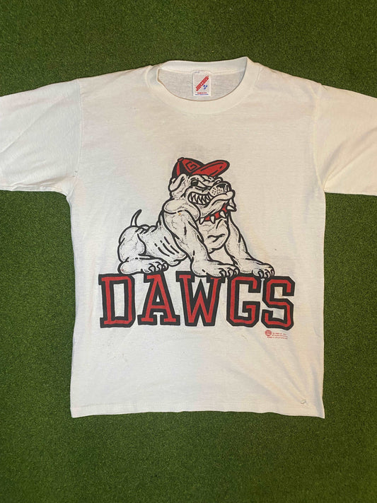 80s Georgia Bulldogs - Big Logo - Double Sided - Vintage College Tee Shirt (Medium) Gametime Vintage