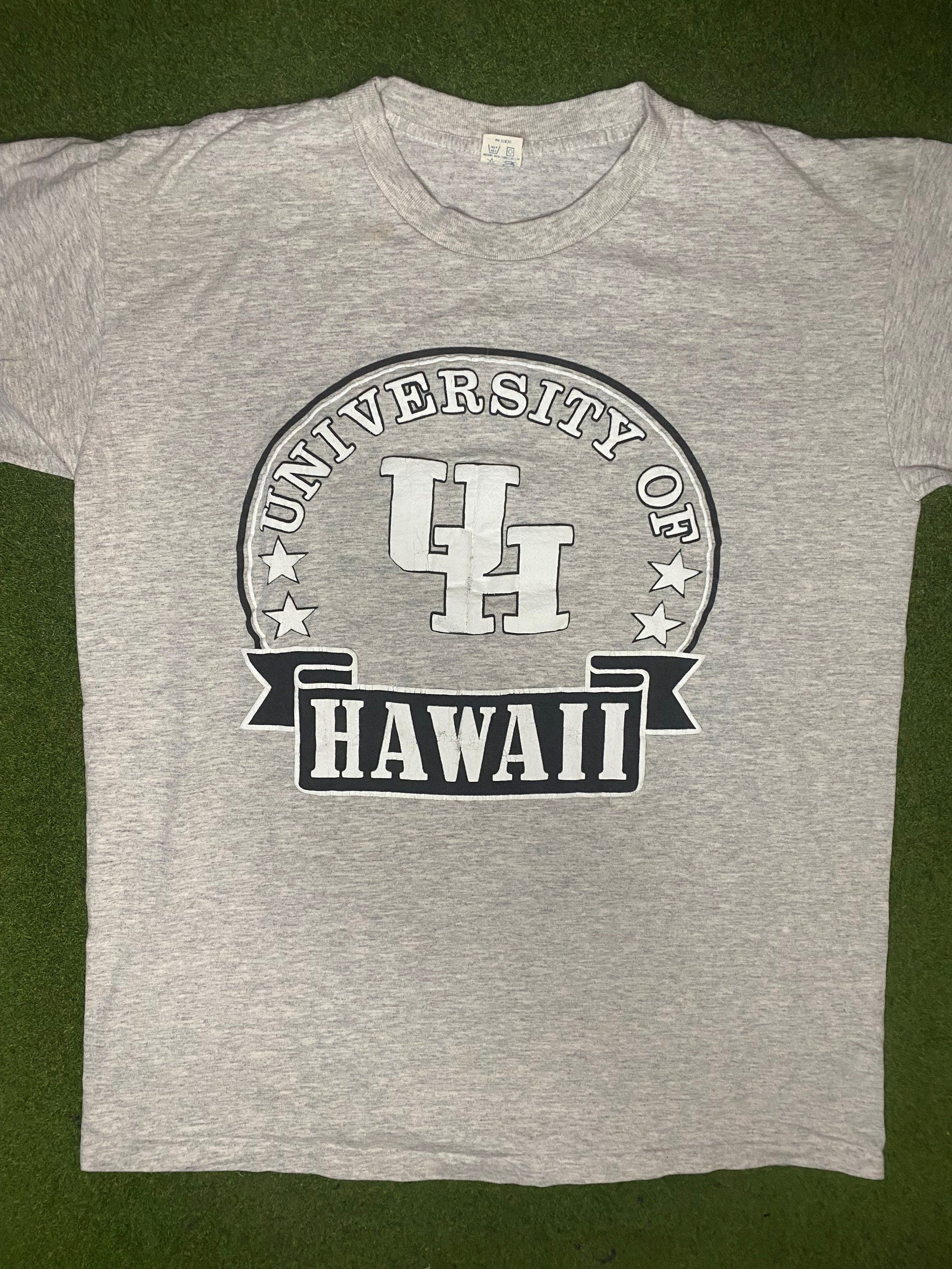 80s Hawaii Rainbow Warriors - Vintage University T-Shirt (Large)