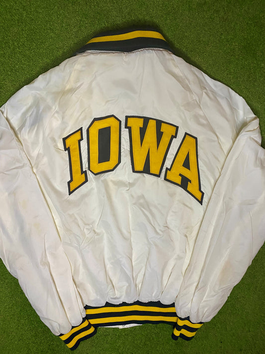 80s Iowa Hawkeyes - Vintage College Button Windbreaker (Medium) - Gametime Vintage