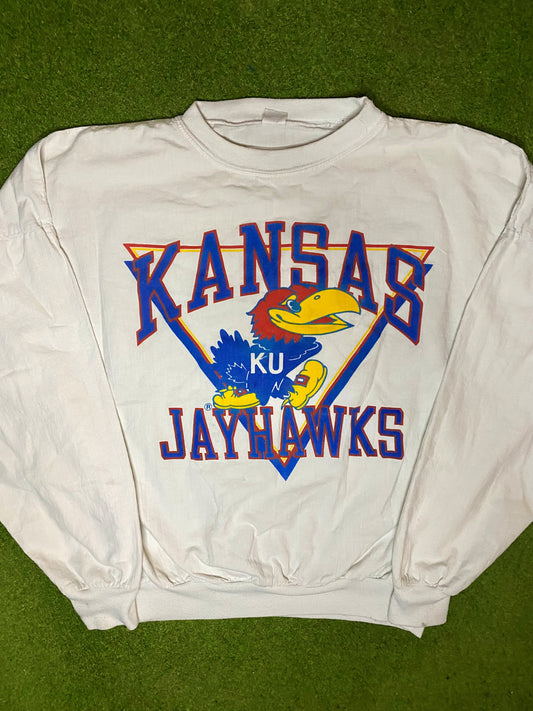 80s Kansas Jayhawks - Vintage College Long Sleeve (Medium)