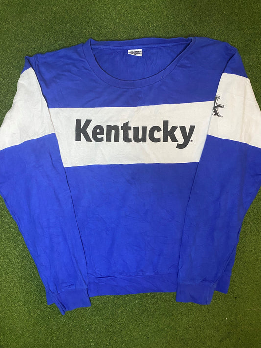 80s Kentucky Wildcats - Vintage College Long Sleeve Sweater (XL)