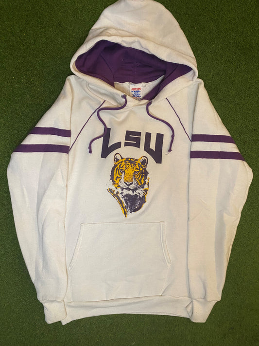 80s LSU Tigers - Vintage College Hoodie (Small) Gametime Vintage