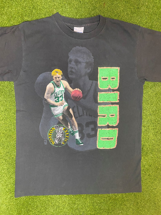 80s Boston Celtics - Larry Bird - Vintage NBA Player T-Shirt (Medium) 