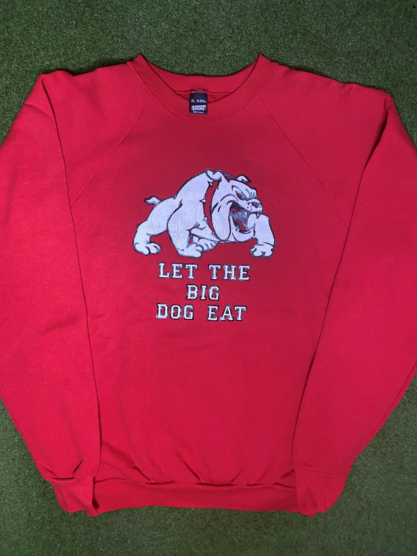 80s Georgia Bulldogs - Let the Big Dog Eat - Vintage College Sweatshirt (XL)