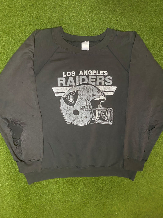 80s Los Angeles Raiders - Vintage NFL Sweatshirt (Large) - Gametime Vintage