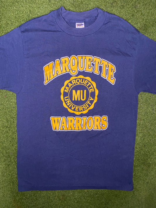 80s Marquette Warriors - Vintage College T Shirt (Large)