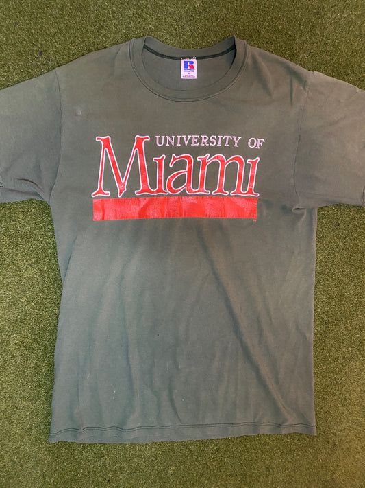 80s Miami Hurricanes - Vintage University T-Shirt (Medium) - Gametime Vintage