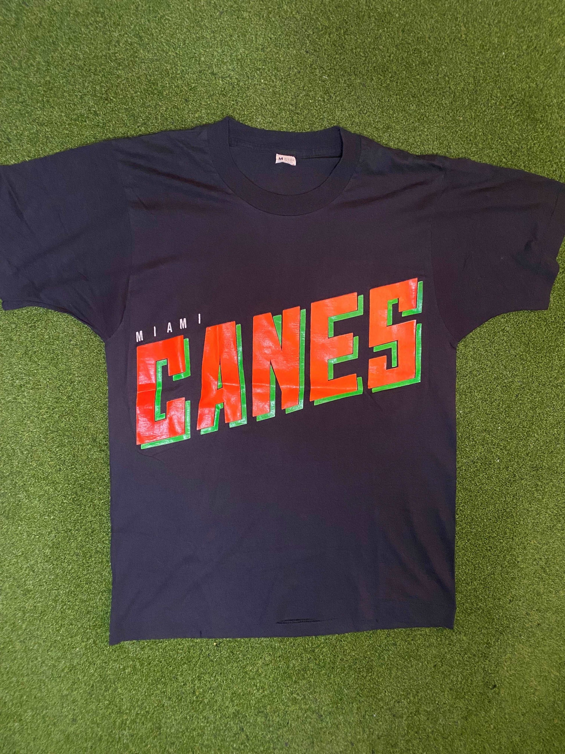 80s Miami Hurricanes - Vintage College Tee Shirt (Medium)