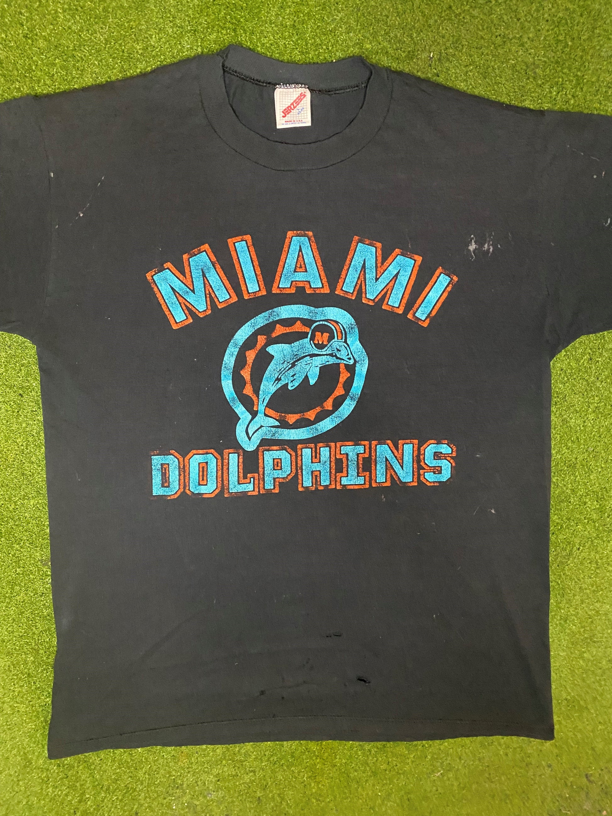 80s Miami Dolphins - Vintage NFL T-Shirt (Large) - Gametime Vintage