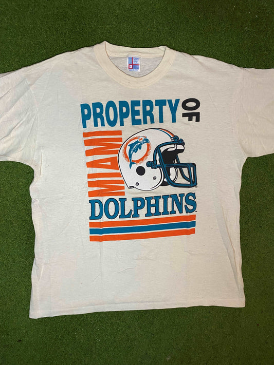 80s Miami Dolphins - Vintage NFL T-Shirt (XL) Gametime Vintage