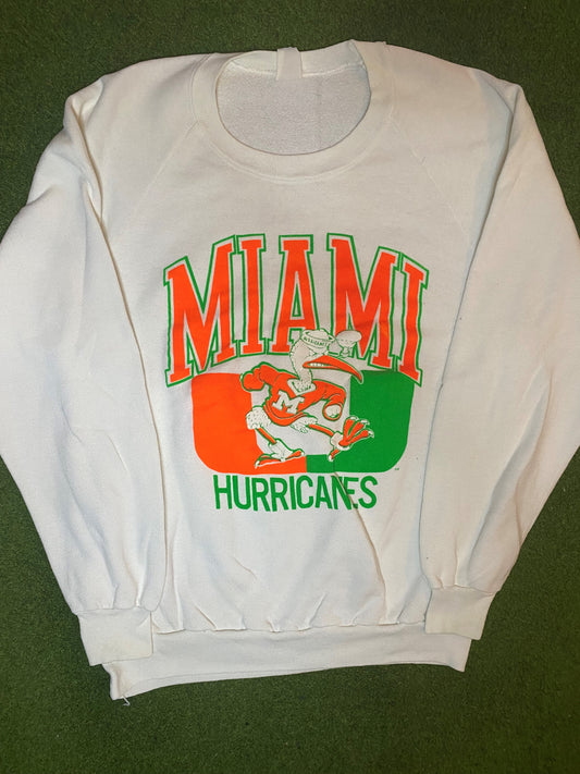 80s Miami Hurricanes - Vintage College Sweatshirt (Large)