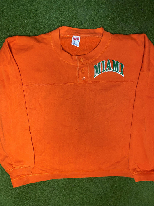 80s Miami Hurricanes - Vintage College Sweatshirt (XL) - Gametime Vintage
