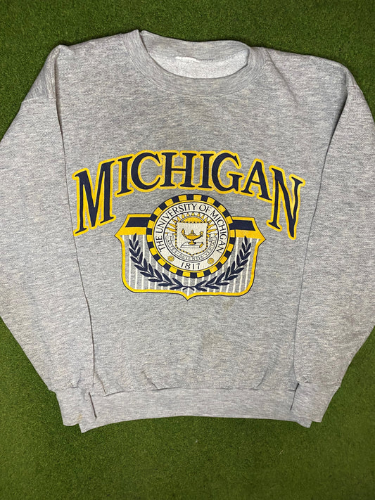 80s Michigan Wolverines - Vintage University Sweatshirt (Large) - Gametime Vintage