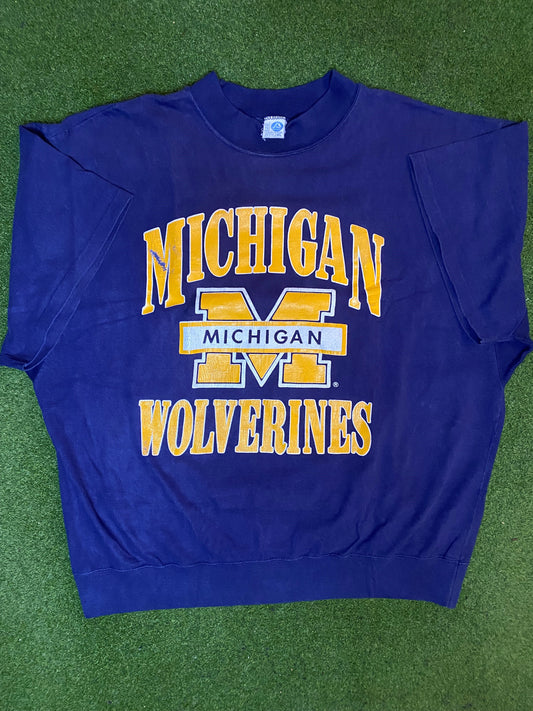 80s Michigan Wolverines - Vintage College Shirt (XL) Gametime Vintage