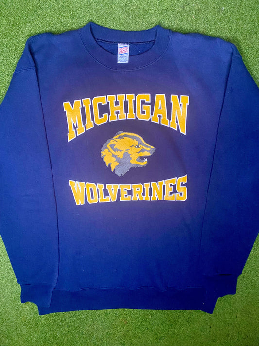 80s Michigan Wolverines - Vintage College Crewneck Sweatshirt (XL)