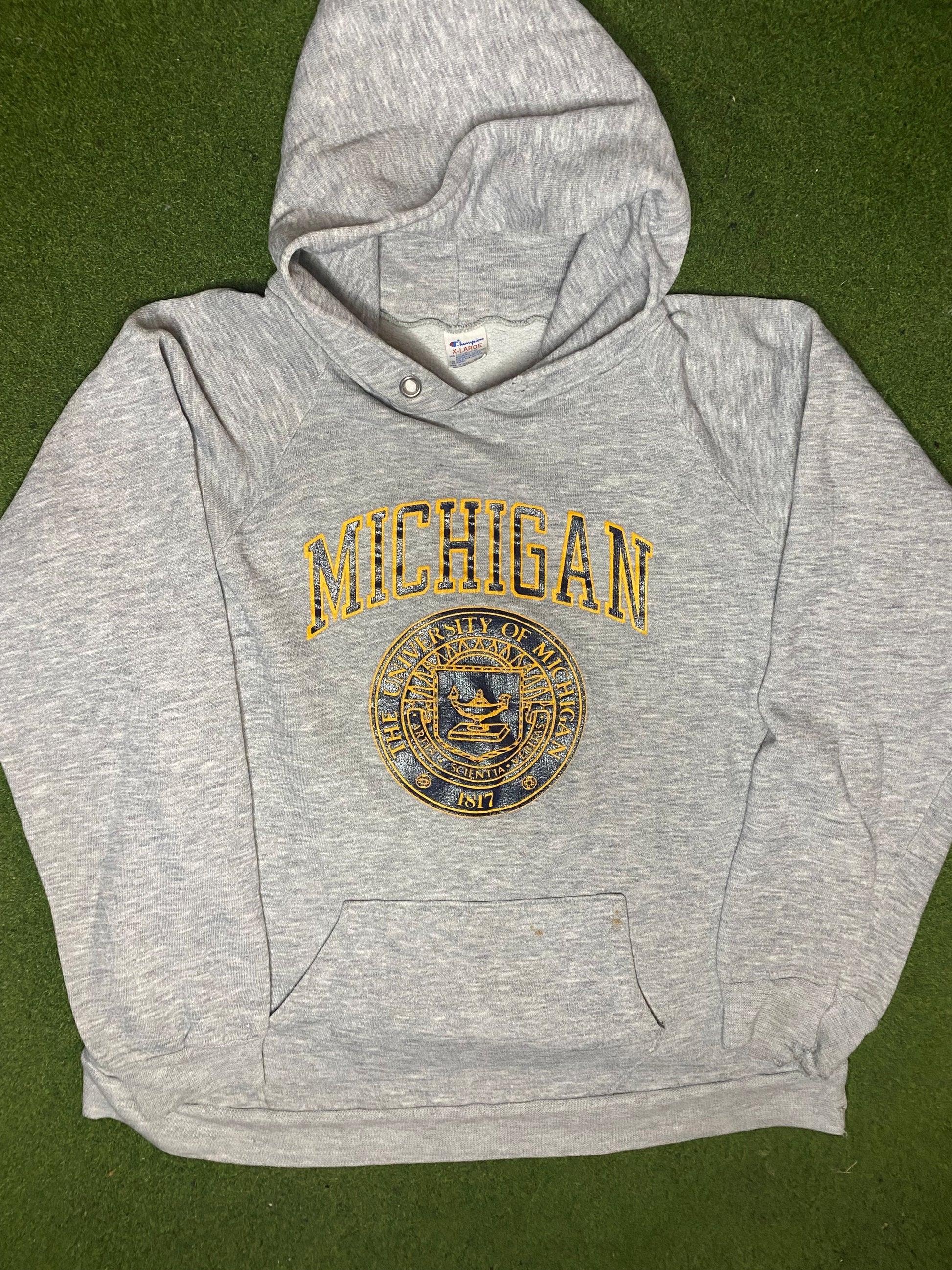 80s Michigan Wolverines - Vintage University Hoodie (XL) 