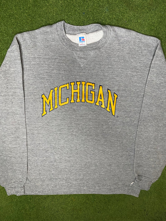 80s Michigan Wolverines - Vintage College Crewneck Sweatshirt (XL)
