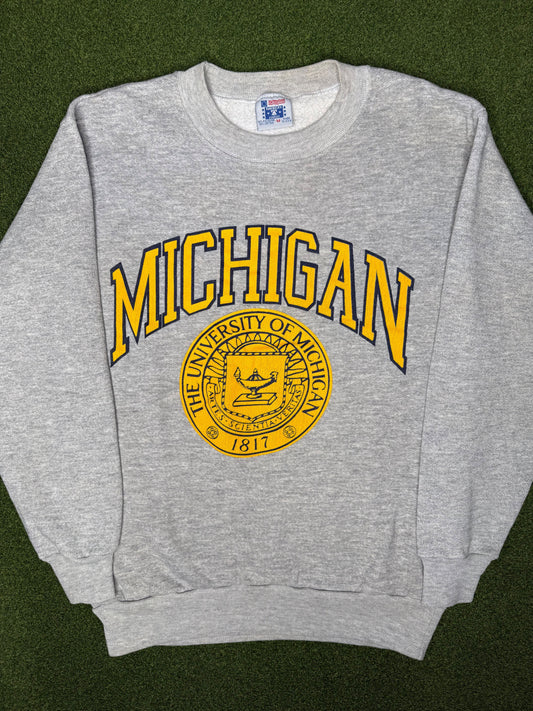 80s Michigan Wolverines - Vintage University Crewneck Sweatshirt (Medium)