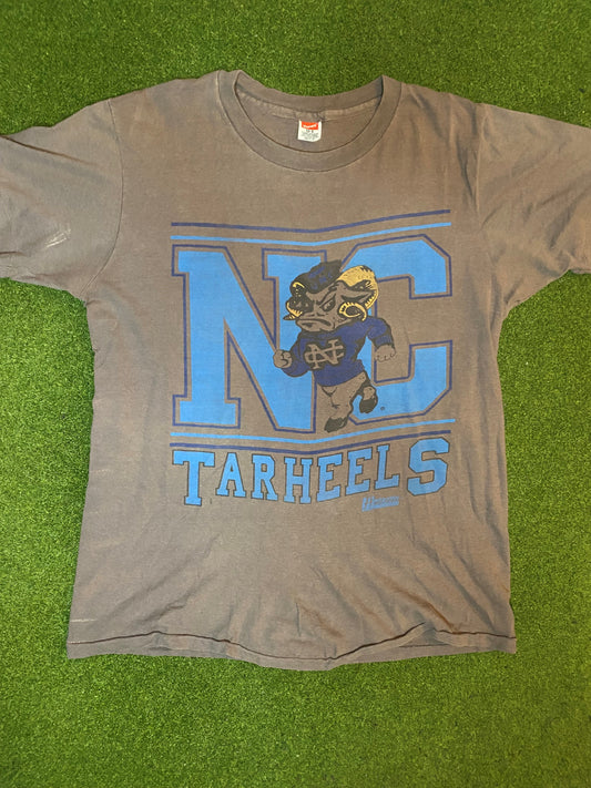 80s North Carolina Tar Heels - Vintage College T-Shirt (Medium) - Gametime Vintage