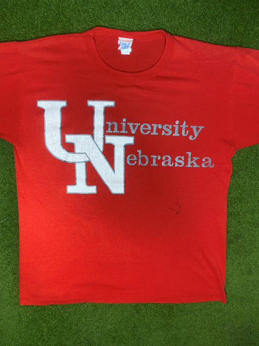 80s Nebraska Cornhuskers - Vintage College T-Shirt (Large)