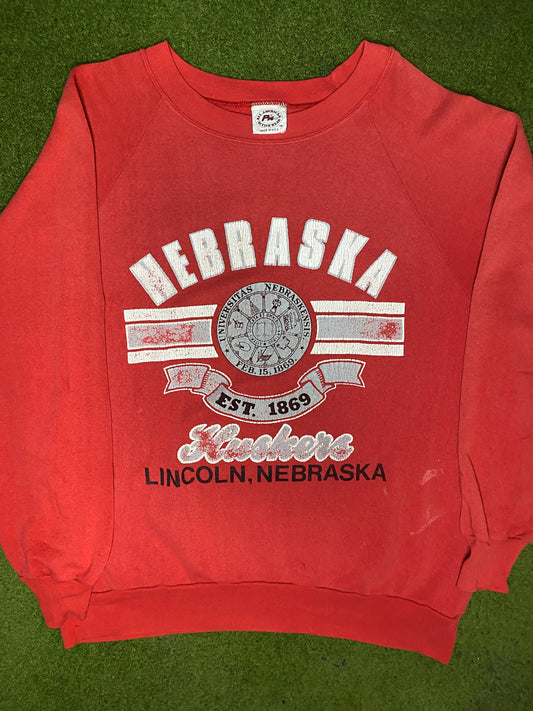 80s Nebraska Cornhuskers - Vintage University Sweatshirt (XL) - Gametime Vintage