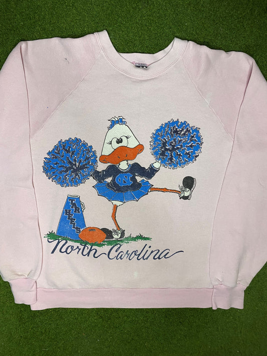 80s North Carolina Tar Heels - Cheerleader - Vintage College Sweatshirt (Medium)