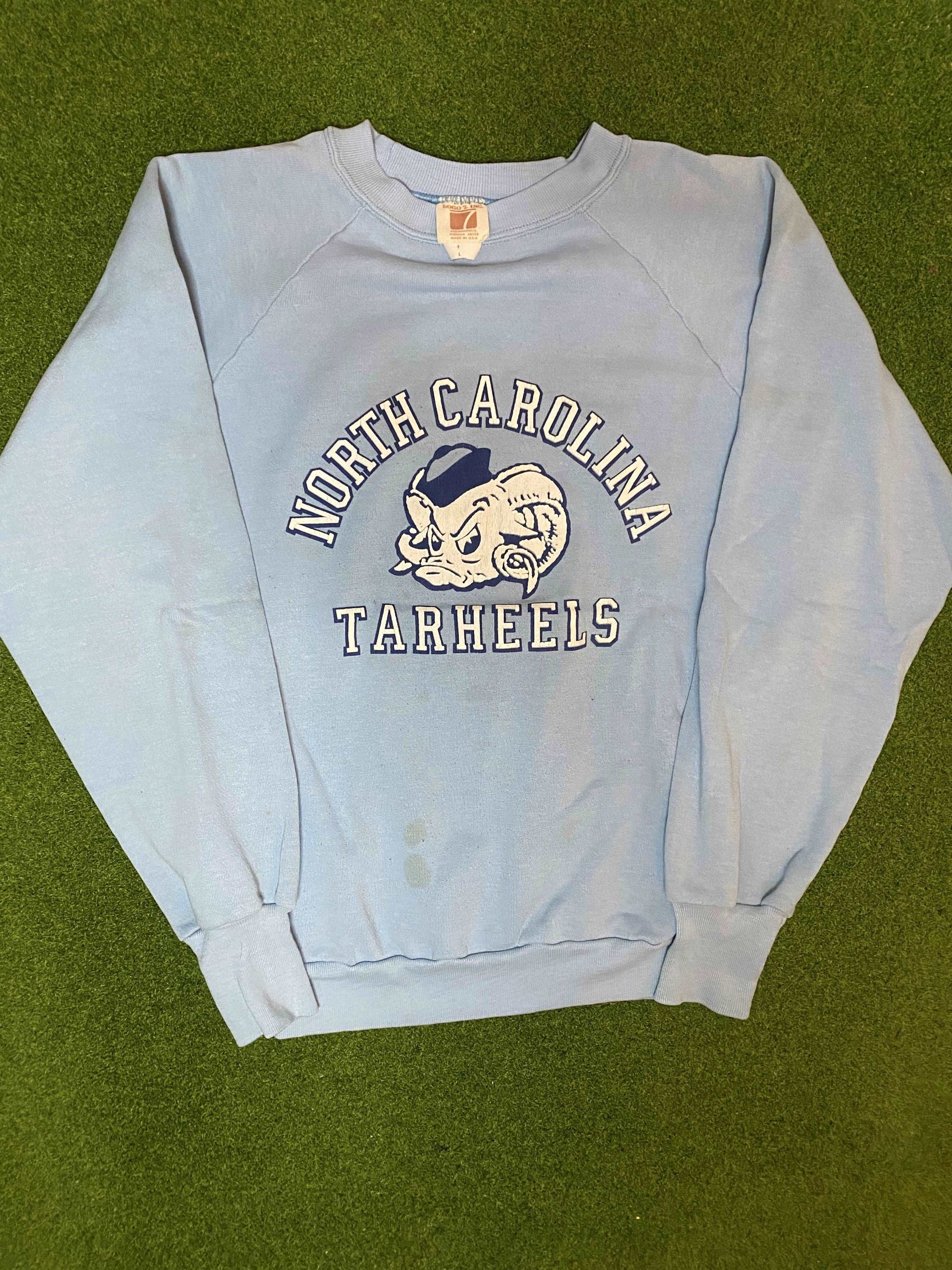 80s North Carolina Tar Heels - Vintage College Crewneck Sweatshirt (Large)