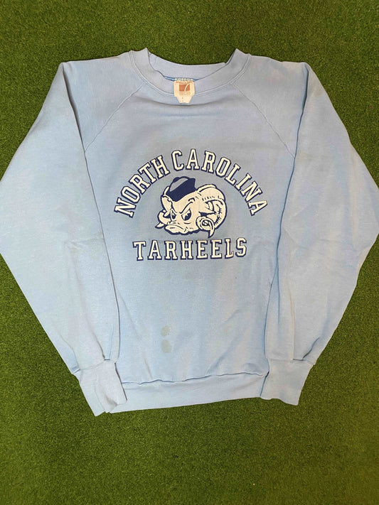 80s North Carolina Tar Heels - Vintage College Crewneck Sweatshirt (Large)