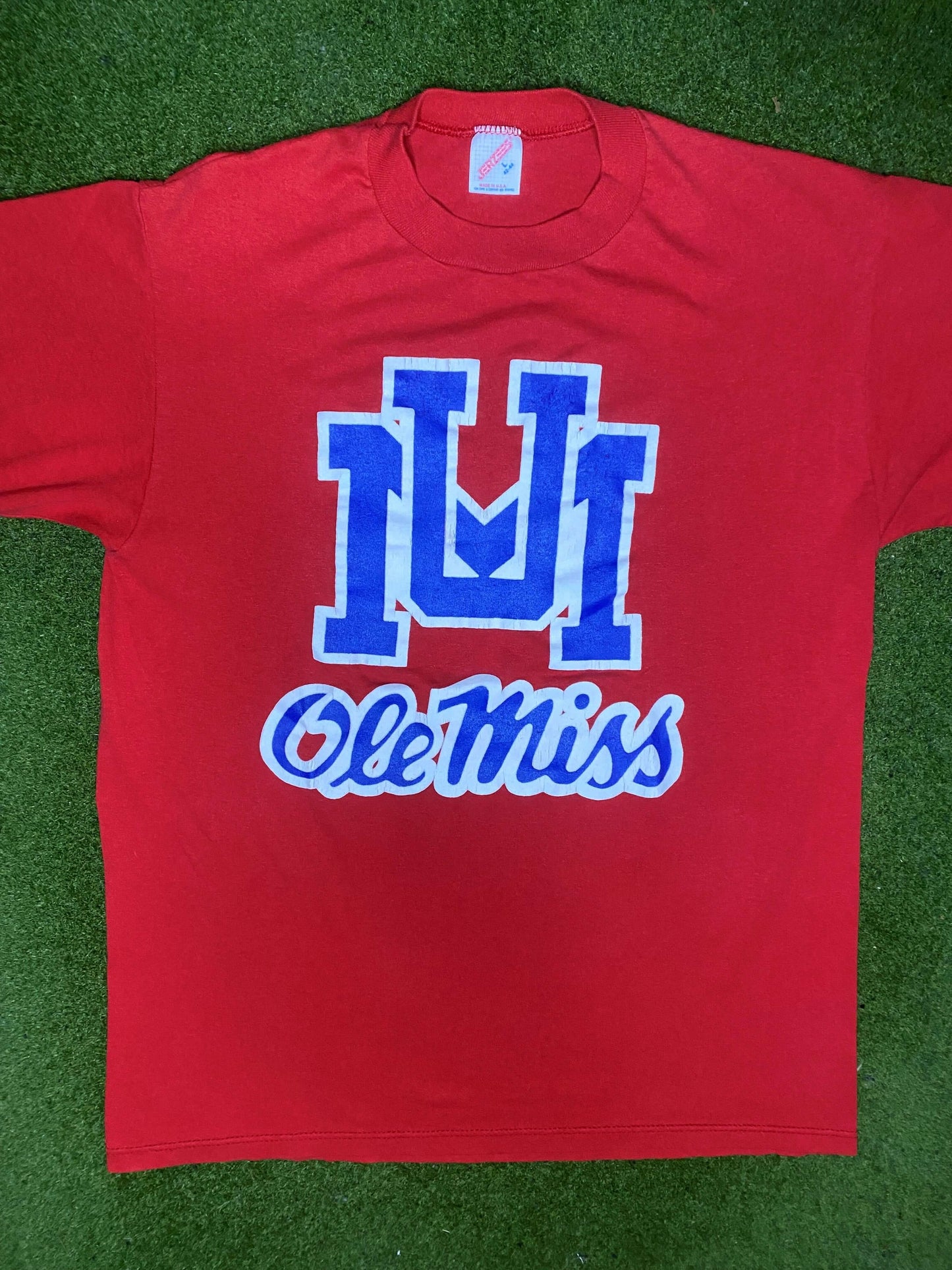 80s Ole Miss Rebels - Vintage College T-Shirt (Large) Gametime Vintage