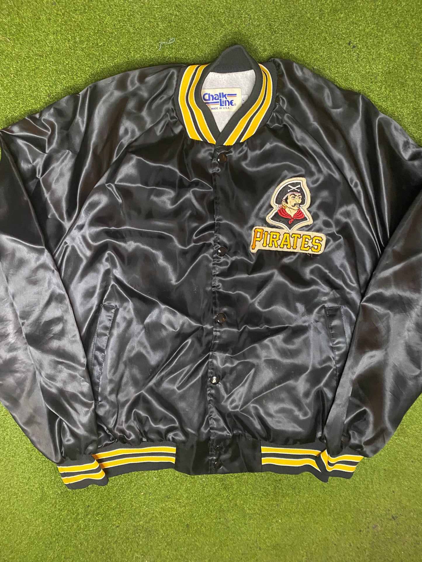 80s Pittsburgh Pirates - Vintage MLB Button Up Jacket (Large) 