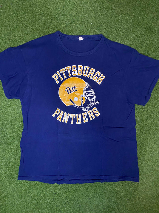 80s Pittsburgh Panthers - Vintage College Football Tee Shirt (XL)