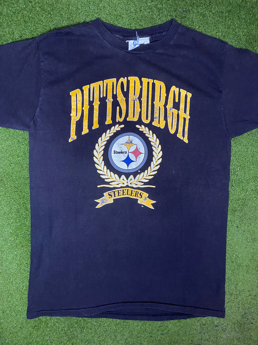 80s Pittsburgh Steelers - Vintage NFL T-Shirt (Large) Gametime Vintage