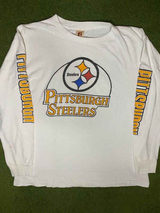 80s Pittsburgh Steelers - Vintage NFL Long Sleeve (XL) Gametime Vintage