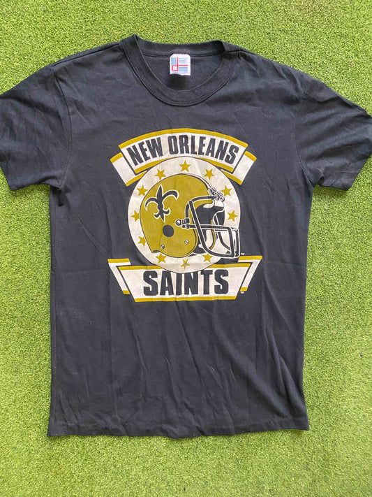 80s New Orleans Saints - Vintage NFL T-Shirt (Large) - Gametime Vintage
