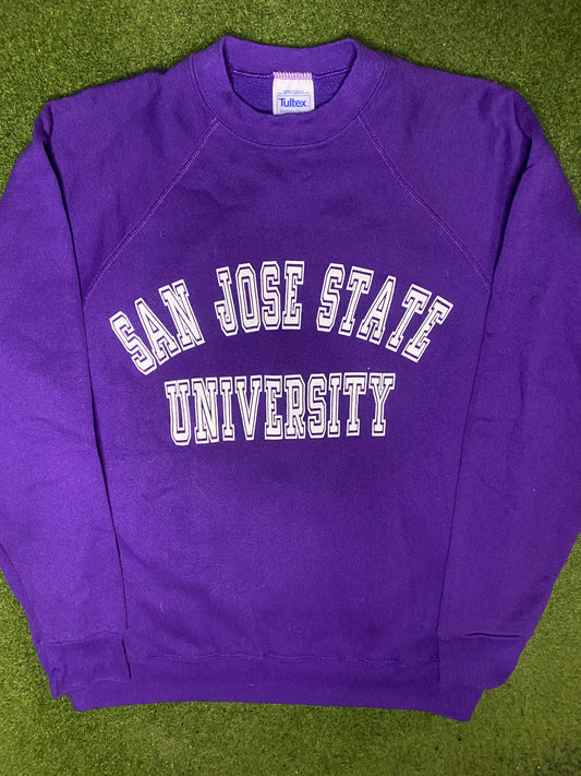 80s San Jose State Spartans - Vintage College Sweatshirt (Large) - Gametime Vintage