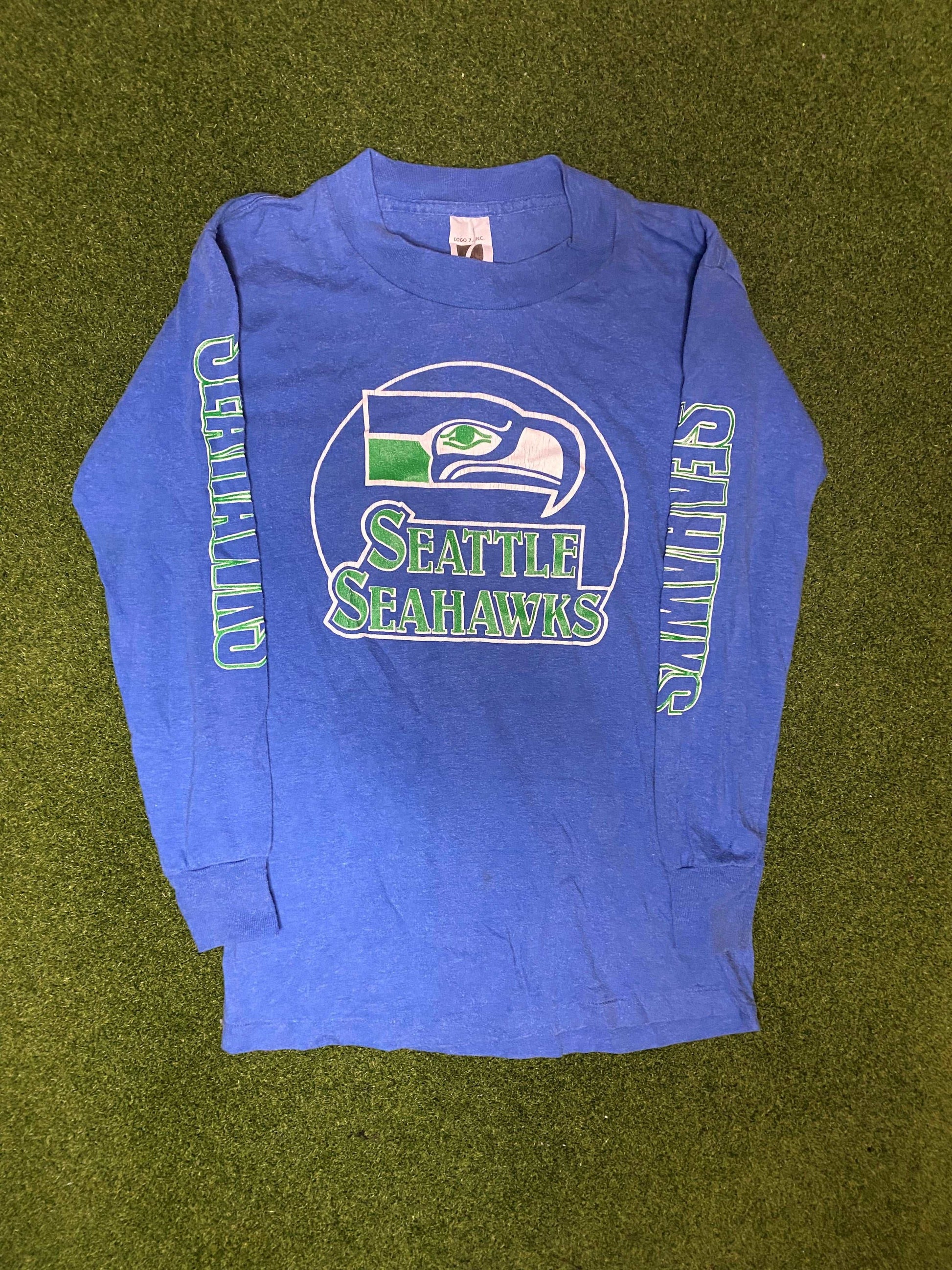 80s Seattle Seahawks - Vintage NFL Long Sleeve (Youth Large)