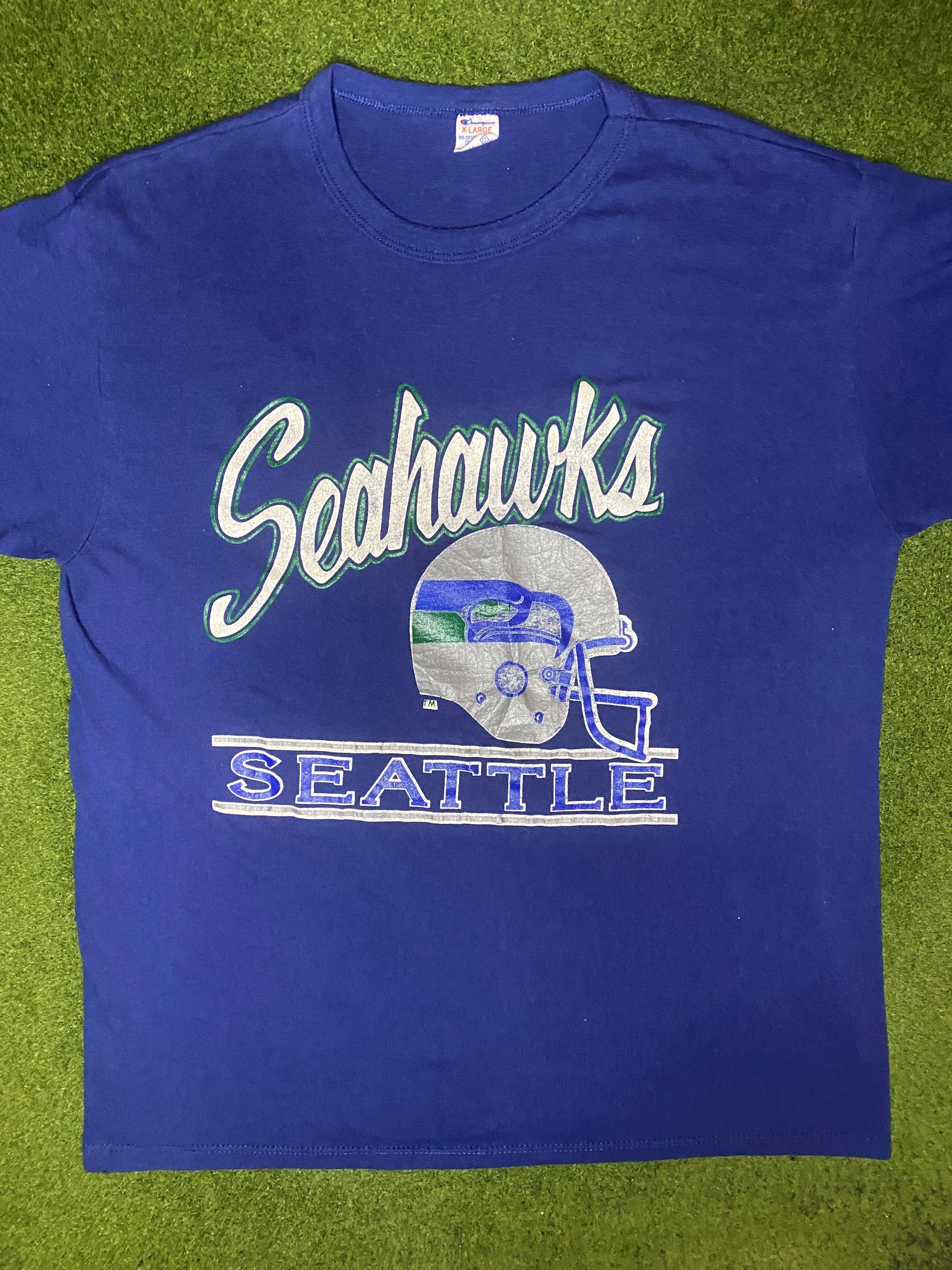 80s Seattle Seahawks - Vintage NFL T Shirt (XL) - Gametime Vintage