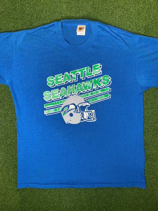 80s Seattle Seahawks - Vintage NFL T Shirt (XL)