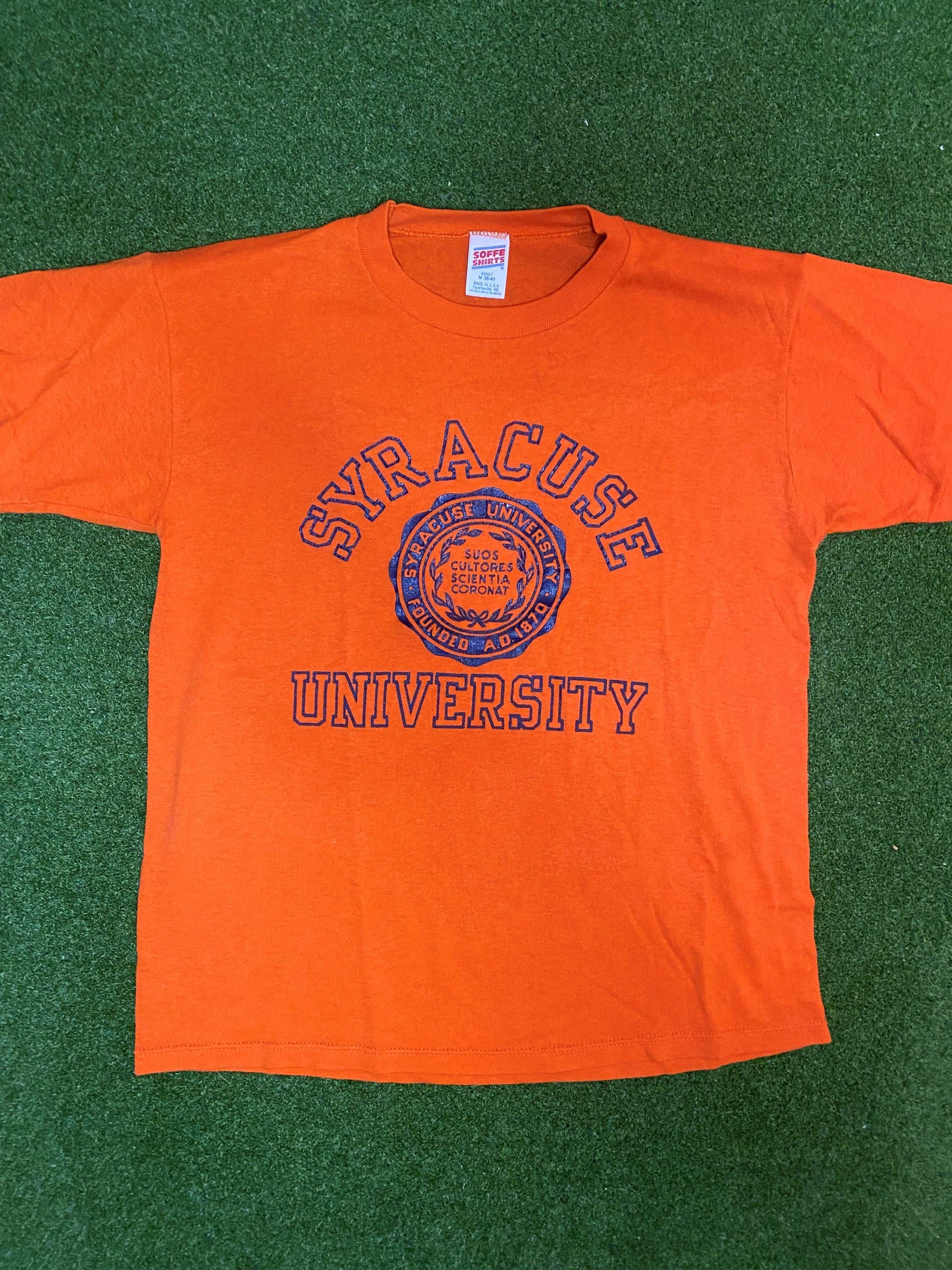 80s Syracuse University Orangemen - Vintage College Tee Shirt (Medium)