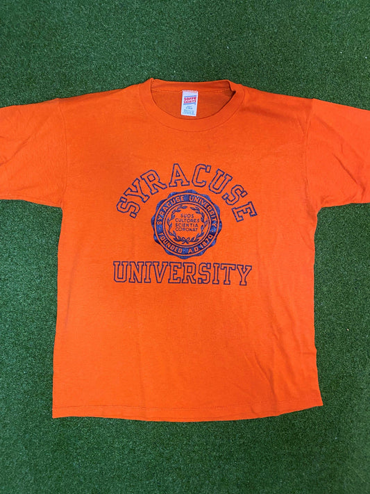 80s Syracuse University Orangemen - Vintage College Tee Shirt (Medium) Gametime Vintage