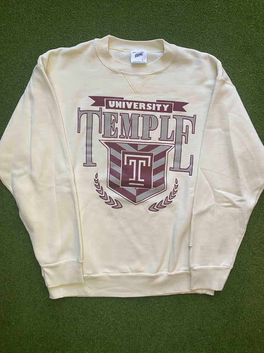 80s Temple Owls - Vintage Universtiy Crewneck Sweatshirt (Large) - Gametime Vintage