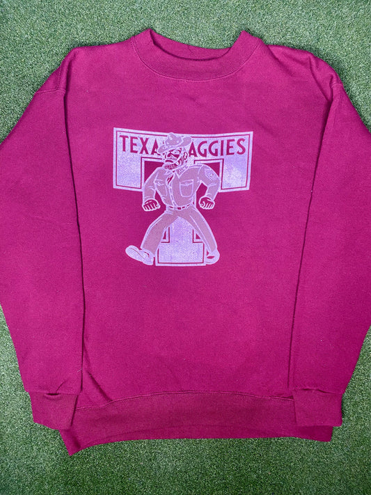 80s Texas A&M Aggies - Vintage College Crewneck Sweatshirt (XL)
