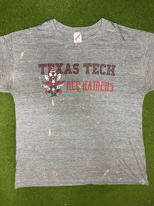 80s Texas Tech Red Raiders - Vintage College T-Shirt (XL) Gametime Vintage