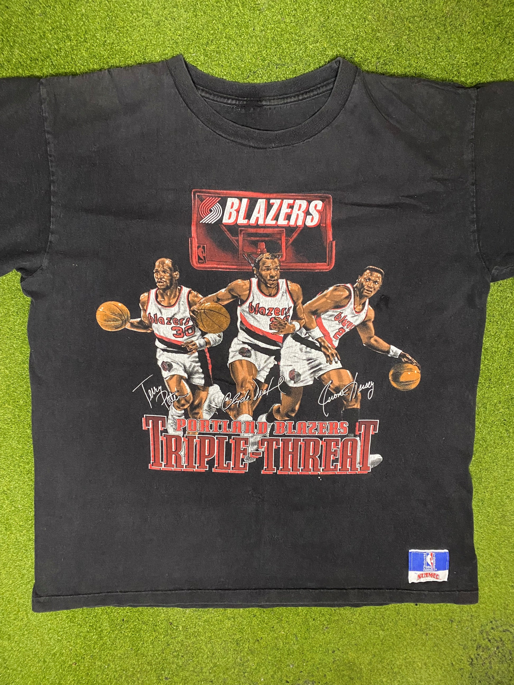 80s Portland Trail Blazers - Triple Threat - Vintage NBA Player T Shirt (XL) - Gametime Vintage